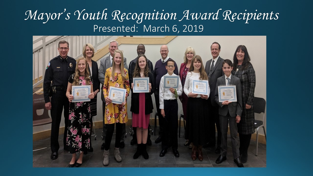 Mayor's Youth Recognition Award Presented March 6, 2019.